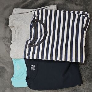Set Of 4 Cotton T-shirts Solid Striped Crewneck V-Neck Men's Size L